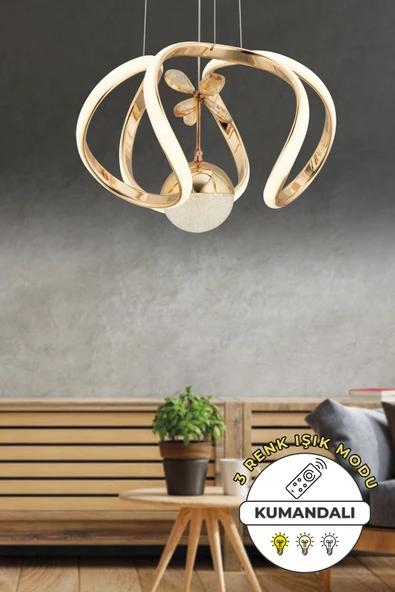 Capella Aydınlatma Aura Kumandalı 3 Renk Işık Özellikli Dimmerli Modern Kaplama Sarkıt Led Avize Salon Mutfak Avize