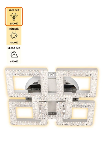 Capella Aydınlatma Kumandalı 3 Renk Işık Özellikli Dimmerli Modern Kaplama Plafonyer Led Avize Salon Mutfak Avize - 3