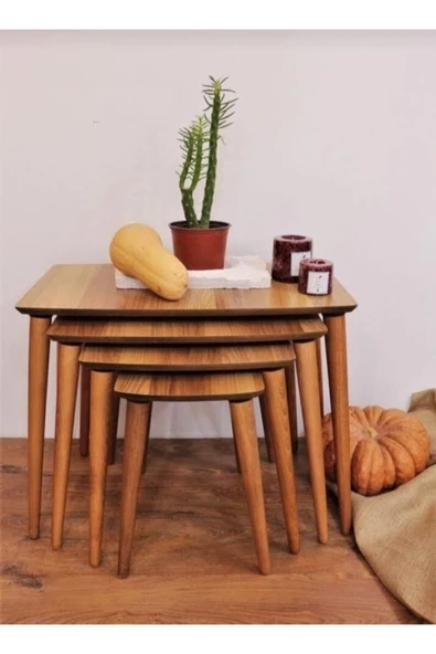 Home Evmob 4lü (DÖRTLÜ) Zigon Sehpa Ahşap Mdf - Ceviz