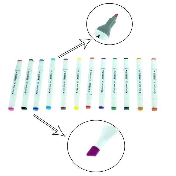 Keçeli Kalem Çift Taraflı Boyama Kalemi 12 Adet - 3