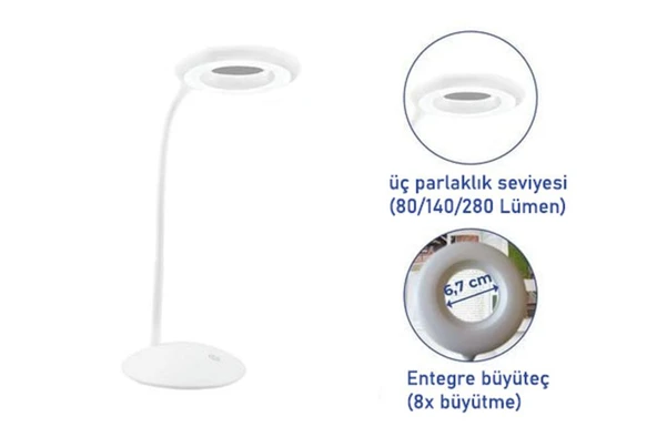 Wenko LED Masa Lambası 8x Büyüteç, Beyaz, 24 LED'li Lamba - 4