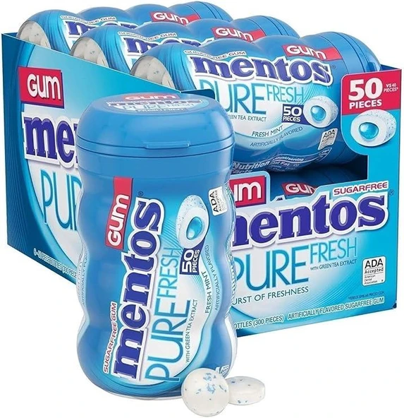 Mentos Pure Fresh Nane Aromalı Şekersiz Draje Sakız 60 g x 4 Adet - Resim 2