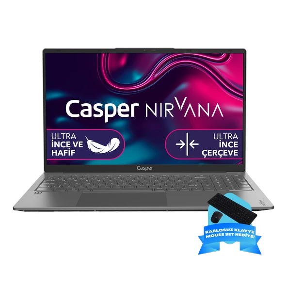 Casper Nirvana X600.1270-DV00A-G-F-D200 Intel Core i7-12700H 32GB RAM 500GB NVME SSD Windows 11 Home  + Kablosuz Klavye-Mouse set hediye