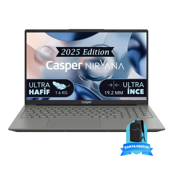 Casper Nirvana X600.1342-BU00R-G-F-M102 Intel Core i5-13420H 16GB RAM 250GB NVME SSD Windows 11 Pro  + Nirvana 15.6" Sırt Çantası Gri Hediye