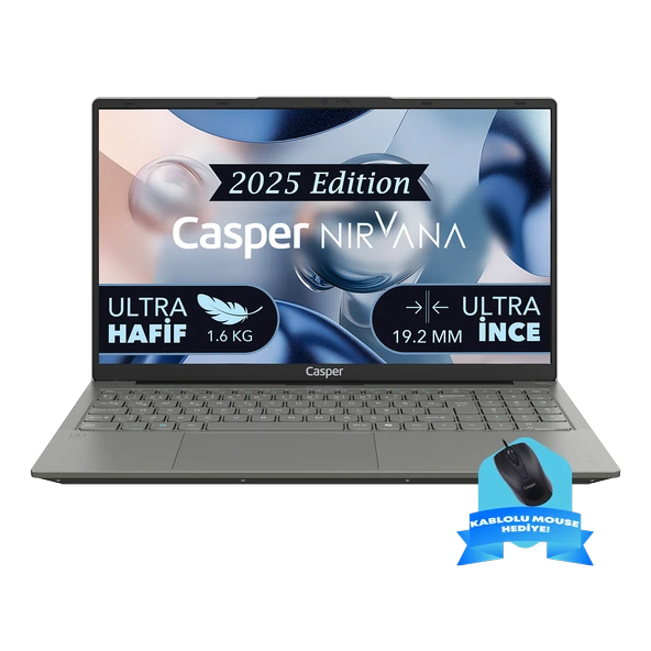 Casper Nirvana X600.1342-8V00X-G-F-KM35S Intel Core i5-13420H 8GB RAM 500GB NVME SSD Freedos  + Kablolu Mouse Hediye