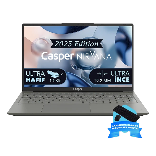 Casper Nirvana X600.1342-BV00R-M-F-D200 Intel Core i5-13420H 16GB RAM 500GB NVME SSD Windows 11 Pro  + Kablosuz Klavye-Mouse set hediye