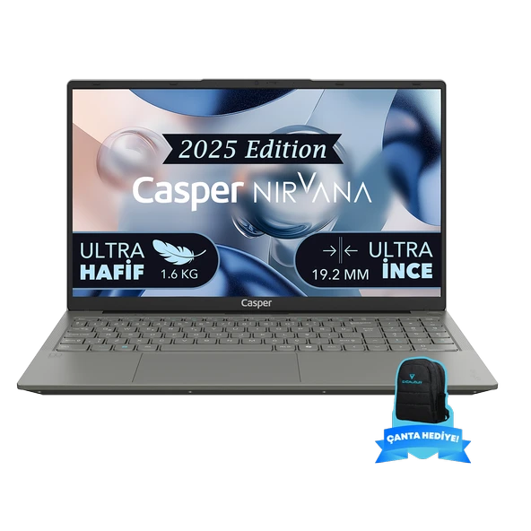 Casper Nirvana X600.1362-BF00A-G-F-CANEX16 Intel Core i7-13620H 16GB RAM 1TB NVME SSD Windows 11 Home + Excalibur 15.6"-16" Sırt Çantası Siyah Hediye