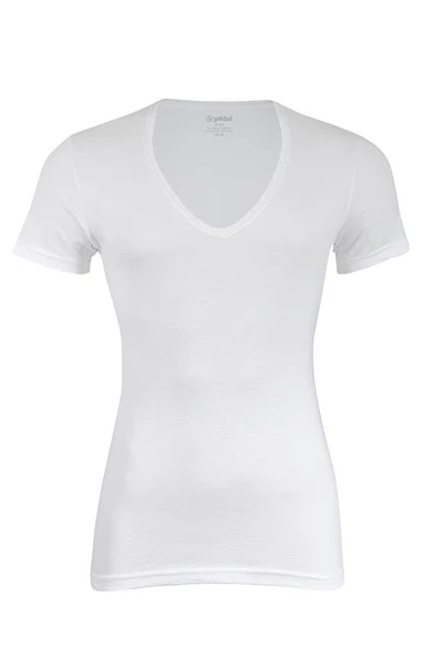 3 Adet Yıldız Erkek Likralı Derin V Yaka T-Shirt Fanila Beyaz 355