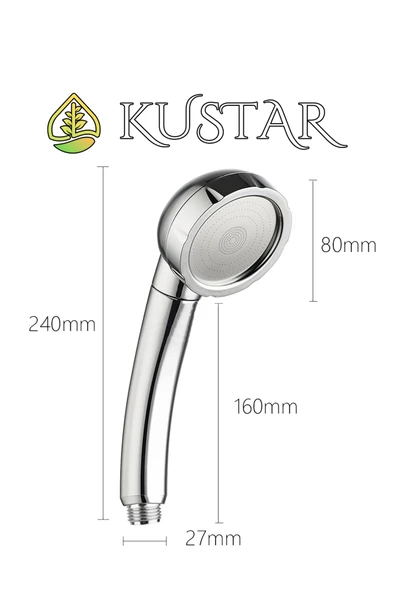 KUSTAR 2 Adet Krom Tasarruflu Banyo Duş Başlığı Tazyikli El Duşu Az Su ile Yüksek Basınç Paslanmaz Panel - 4