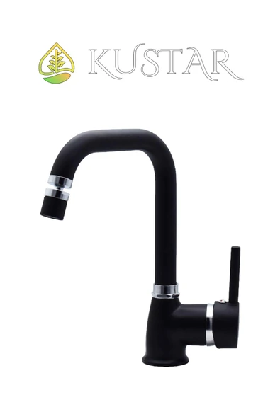 KUSTAR Varna Siyah Banyo Lavabo Bataryası 360 Oynar Başlıklı Aç Kapa Sıcak Soğuk - 2