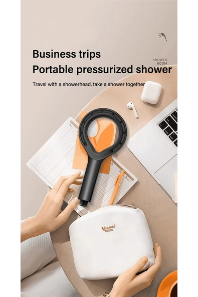 KUSTAR Super Sonic Su Tasarruflu Siyah Turbo Jet Banyo Duş Başlığı El Duşu - 6