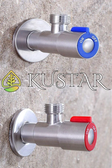KUSTAR 2'li İnox Aç Kapa Sıcak Soğuk Su Ara Musluğu Taharet Musluğu Batarya Flex Bağlantı Musluğu - 3