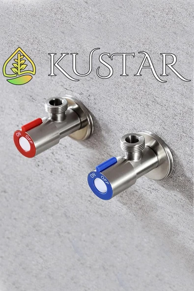 KUSTAR 2'li İnox Aç Kapa Sıcak Soğuk Su Ara Musluğu Taharet Musluğu Batarya Flex Bağlantı Musluğu - 2