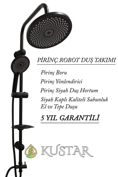 KUSTAR Bern Siyah Banyo Robot Duş Seti Yağmurlama Tepeleme Duş Sistemleri - 2