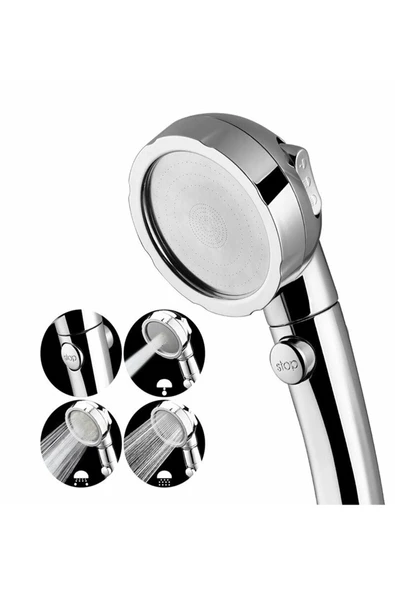 KUSTAR Su Tasarruflu 3 Fonksiyonlu Aç/kapa Butonlu Hortum Mafsal Duş Başlığı Set - 2