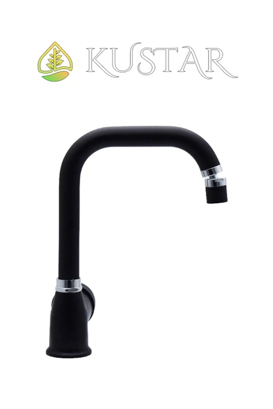 KUSTAR Varna Siyah Banyo Lavabo Bataryası 360 Oynar Başlıklı Aç Kapa Sıcak Soğuk - 3