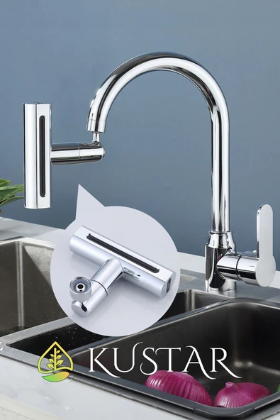 KUSTAR Siyah Tasarruflu 4 Modlu Şelale Ayarlanabilir Musluk Başlığı Mutfak Eviye Bataryası Lavabo Bataryası - 6