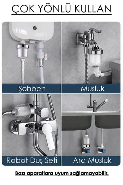 KUSTAR Su Arıtma Filtresi – Duş ve Banyo İçin Kireç ve Partikülleri Arındıran Pamuklu Filtre - 4