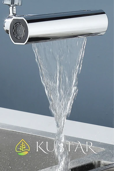 KUSTAR Krom Tasarruflu 4 Modlu Şelale Ayarlanabilir Musluk Başlığı Mutfak Eviye Bataryası Lavabo Bataryası - 6
