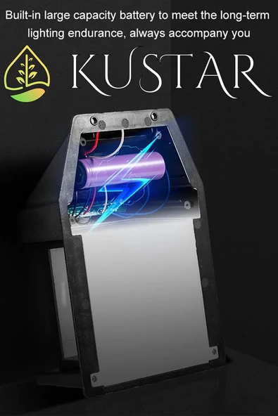 KUSTAR Sensörlü Kendiliğinden Yenilenebilir Güneş Enerjili Solar Bahçe Duvar Aydınlatması Dekoratif Lamba - 4