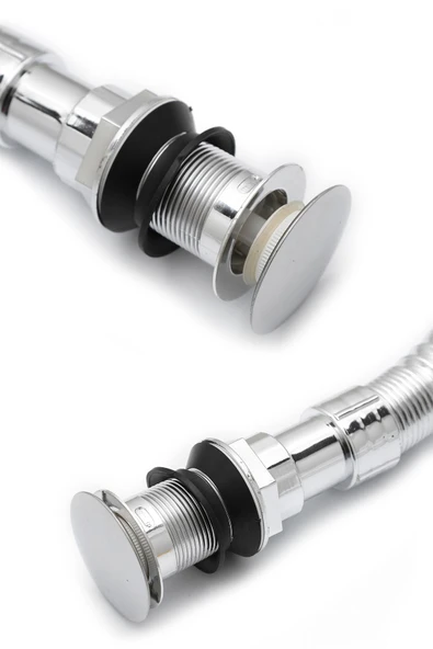 KUSTAR Krom Bas Çek Lavabo Sifonu Ve Koku Giderici Kapaklı Adaptör Seti - 3