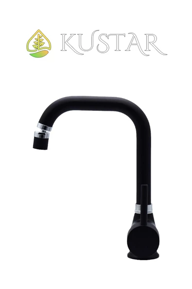 KUSTAR Varna Siyah Banyo Lavabo Bataryası 360 Oynar Başlıklı Aç Kapa Sıcak Soğuk - 4