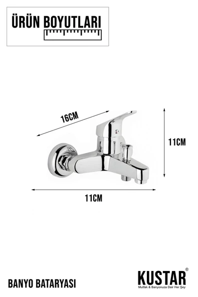 KUSTAR Krom Mix Banyo Duş Bataryası Aç Kapa Banyo Lavabo Musluk - 2