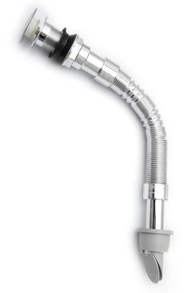 KUSTAR Krom Bas Çek Lavabo Sifonu Ve Koku Giderici Kapaklı Adaptör Seti - 4