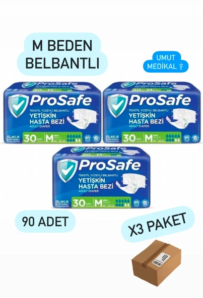 Prosafe Belbantlı Orta Boy M 30'lu 3 Adet Hasta Bezi ürün görseli