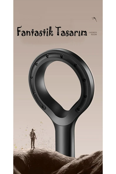 KUSTAR Super Sonic Su Tasarruflu Siyah Turbo Jet Banyo Duş Başlığı El Duşu - 3