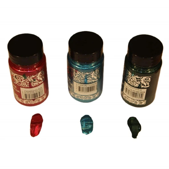 Rich Titanyum Metalik Boya Seti 3 Adet 90 Cc Bordo Turkuaz Antik Yeşil