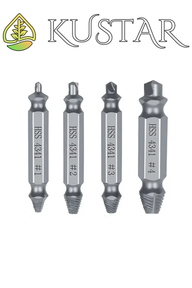 KUSTAR 4'lü Matkap ucu seti hasarlı hatalı vida sökücü kılavuz açma kırık vida sökücü civata sökücü - 3
