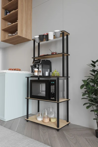 messer Dekoratif MASİVO MIKRODALGA ESSPRESSO 4 Katlı 33 CMx68 CM Dikdörtgen Çok Amaçlı Raf SAFİR MEŞE - 4