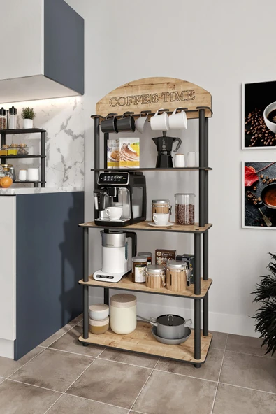 messer Dekoratif MASİVO KAHVE KÖŞESİ COFFEE TİME 33 CMx68 CM Dikdörtgen Çok Amaçlı Raf SAFİR MEŞE ürün görseli
