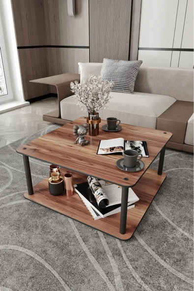 messer Dekoratif Mdf Masivo Orta Sehpa 70x70 KARE MADRAN CEVİZ - 1