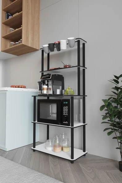 messer Dekoratif MASİVO MIKRODALGA ESSPRESSO 4 Katlı 33 CMx68 CM Dikdörtgen Çok Amaçlı Raf BEYAZ