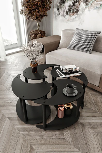messer YİN YANG UNITY SERENITY ORTA SEHPA 4 LÜ SİYAH 70 CM