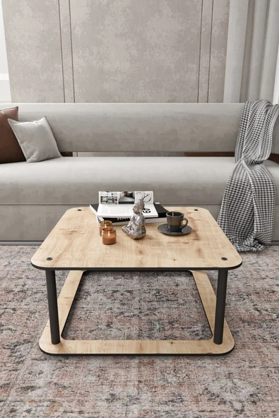messer ARZUM HOME  HOLE Masivo Orta Sehpa 70x70 KARE SAFİR MEŞE - 2