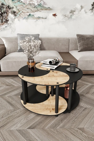 messer YİN YANG UNITY SERENITY ORTA SEHPA 4 LÜ SİYAH MEŞE 70 CM - 3