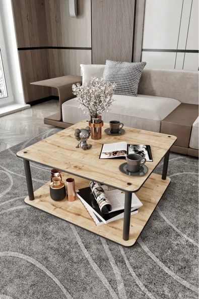 messer Dekoratif Mdf Masivo Orta Sehpa 70x70 KARE SAFİR MEŞE
