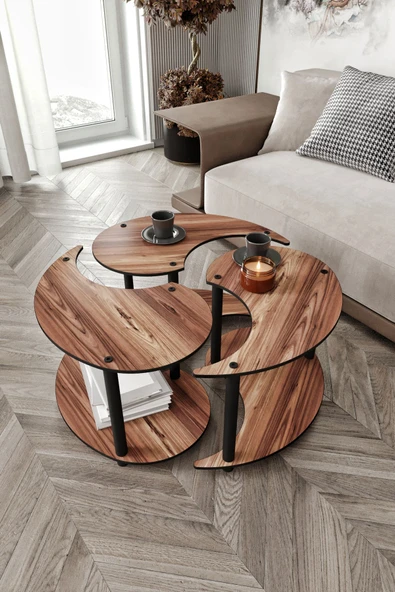 messer YİN YANG UNITY SERENITY ORTA SEHPA 3 LÜ MADRAN CEVİZ 70CM ürün görseli