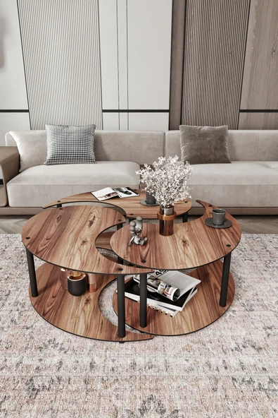 messer Yin Yang Unıty Serenıty Orta Sehpa 3 Lü Madran Ceviz-90 Cm