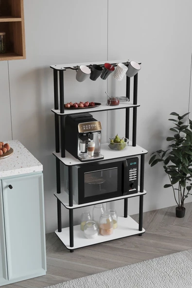 messer Dekoratif MASİVO MIKRODALGA ESSPRESSO 4 Katlı 33 CMx68 CM Dikdörtgen Çok Amaçlı Raf BEYAZ - 2