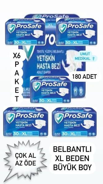Prosafe Belbantlı Ekstra Büyük Boy XL 30'lu 6 Adet Hasta Bezi