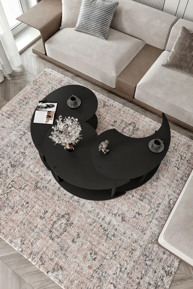 messer Yin Yang Unıty Serenıty Orta Sehpa 3 Lü Siyah-90 Cm - 4