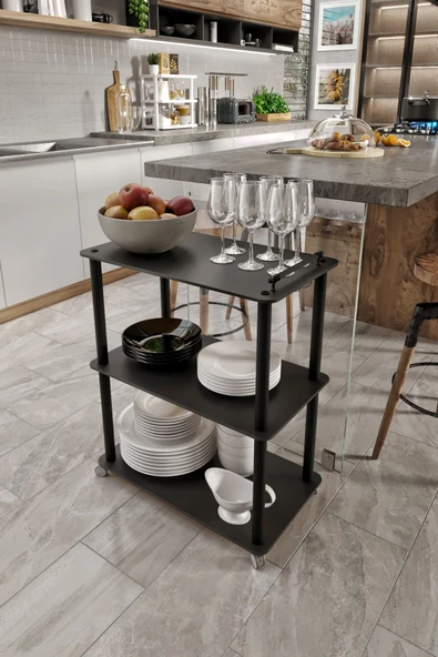messer Servant Siyah Servis Arabası