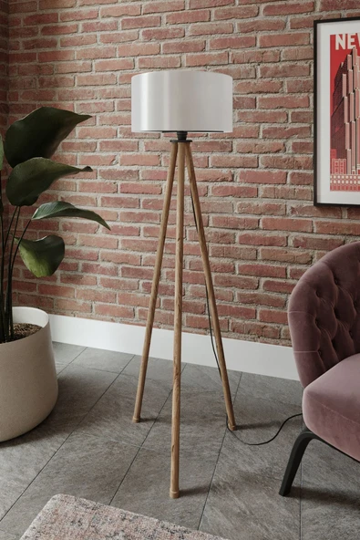 messer Krem Başlıklı Eskitme Ayaklı Tripod Lambader - 2