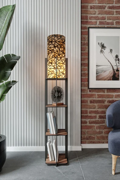 messer QUATTRO raflı lambader MADRAN CEVİZ - 2