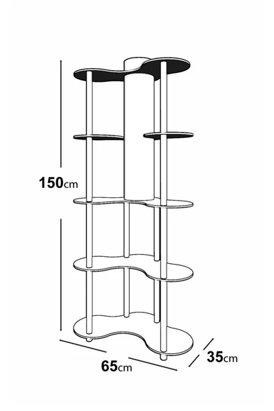 messer Mariposa Lambader Kitaplık Meşe - Resim 5