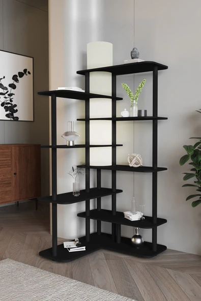 messer CROSS RAFLI  LAMBADER KİTAPLIK SİYAH ürün görseli